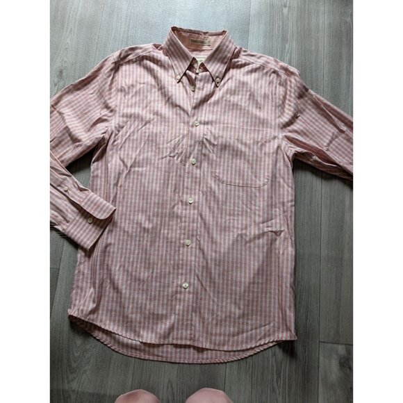 Eddie Bauer Mens Wrinkle Resistant Button-Down Shirt S Plaid 100% Cotton Red/Whi - Picture 2 of 6